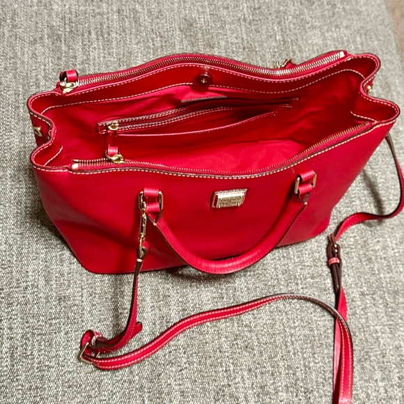 Dooney & Bourke Red Saffiano Tote with Gold Hardware - Picture 3 of 5